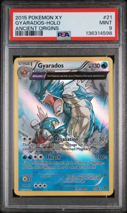 2015 POKEMON XY ANCIENT ORIGINS #21 GYARADOS-HOLO PSA 9 - Image 3