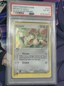 2003 Pokemon Game Meowth 013 Holo Black Star Promo PSA 6 - Image 1
