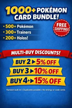 1000+ Pokemon Card Bundle – Holos & Trainers – Bulk Lot – Free Shipping - Image 1