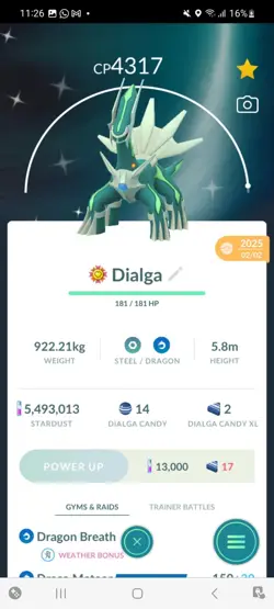 Pokemon Go Legendary Shiny Dialga (High Cp ) - Image 1