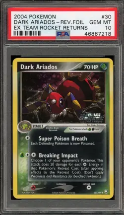 Pokemon Dark Ariados EX Team Rocket Returns Reverse Holo #30 PSA 10 Gem Mint - Image 1