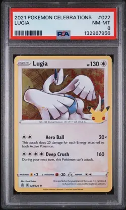 2021 POKEMON CELEBRATIONS LUGIA 022/025 PSA 8 - Image 1