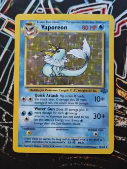 Pokemon TCG Vaporeon Jungle Unlimited 12/64 Holo Rare Vintage 1999 - Image 1