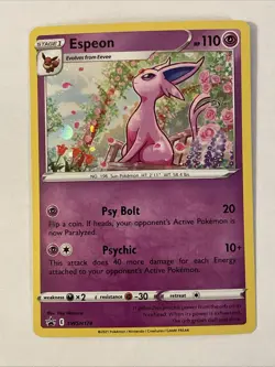 Pokemon TCG Espeon SWSH174 Sword & Shield Black Star Promo Card Cosmos Holo NM - Image 1