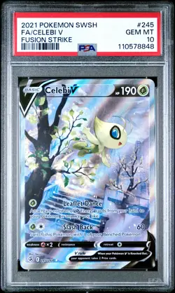 2021 Pokemon Celebi V Fusion Strike Full Art Ultra Rare 245/264 PSA 10 - Image 1