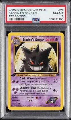 2000 POKEMON GYM CHALLENGE 1ST ED #29 SABRINA'S GENGAR PSA 8 - Image 1