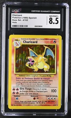 CGC 8.5 Spanish Charizard 1999 Base Set 4/102 Holo Pokemon Card - Image 1