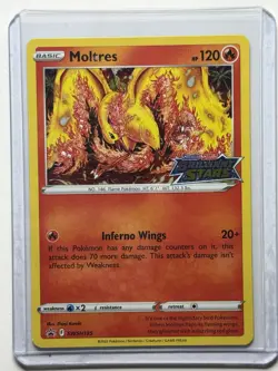 Moltres SWSH185 Stamped Brilliant Stars Pokemon Card TCG NM Black Star Promo - Image 1
