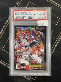 2015 Pokemon XY Team Magma's Groudon ex 15/34 Double Crisis FA PSA 8 (571 - Image 1
