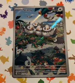 Pokemon TCG Starly 221/198 Scarlet & Violet Base Illustration Rare English 2023 - Image 1