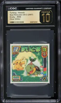 2007 Pokemon Japanese Ensky Seal Clear Glitter Turtwig Absorb #88 CGC 10 GEM - Image 1