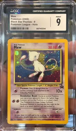 SWIRL 💫 CGC 9 POKEMON MEW BLACK STAR PROMOS 2000 POKEMON LEAGUE HOLO #9 MINT - Image 1