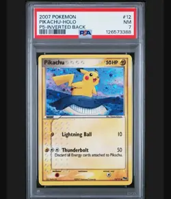 Pokemon POP Series 5 Pikachu Holo Error Inverted Back Upside Down PokeBall PSA 7 - Image 1