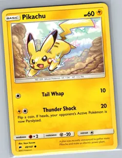 Pikachu 40/147 Non Holo SM - Burning Shadows - Pokemon Card - NM - Image 1