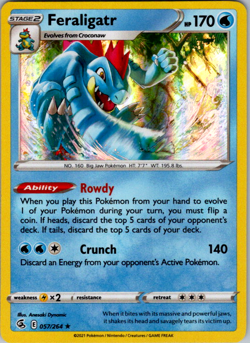 Pokemon TCG Feraligatr Fusion Strike 057/264 Holo Holo Rare - Image 1