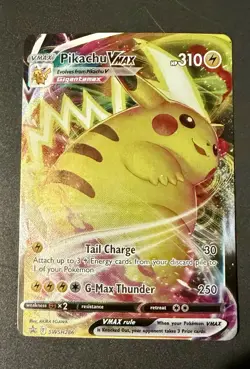Pokemon TCG Sword & Shield Pikachu VMAX Black Star MISCUT SWSH286-NM - Image 1