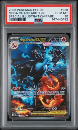 2025 POKEMON PFL EN-PHANTASMAL FLAMES #125 MEGA CHARIZARD X EX PSA 10 - Image 1