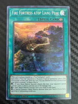 Yugioh Fire Fortress atop Liang Peak FIGA-EN018 Secret Rare 1st Edition NM - Image 1