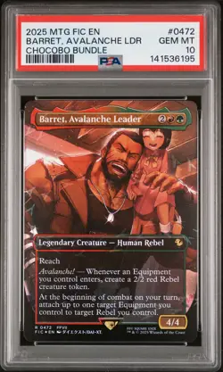 2025 MTG FINAL FANTASY COMMANDER CHOCOBO BUNDLE BARRET, AVALANCHE LEADER PSA 10 - Image 1