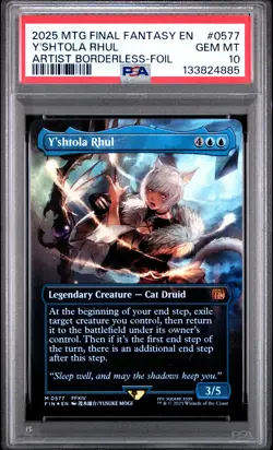 2025 MTG FINAL FANTASY ARTIST BORDERLESS-FOIL #0577 Y'SHTOLA RHUL PSA 10 - Image 1