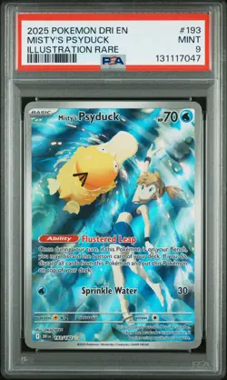 2025 POKEMON DRI EN-DESTINED RIVALS ILLUSTRATION RARE #193 MISTY'S PSYDUCK PSA 9 - Image 1