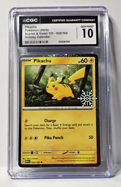 2025 POKEMON HOLIDAY CALENDAR #025 PIKACHU CGC 10 - Image 1