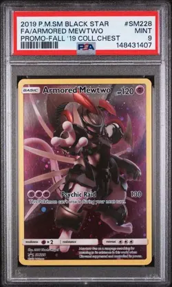 2019 POKEMON SM BLACK STAR PROMO #SM228 FA/ARMORED MEWTWO PSA 9 (407 - Image 1