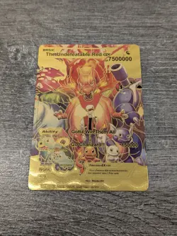 THE UNDEFEATABLE RED GX GOLD FOIL FAN ART CARD HP7500000 GOTTA WIN THEM ALL - Image 1