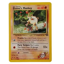 Blaine's Mankey 63/132 Gym Challenge Unlimited WOTC Pokemon Card NM - Image 1