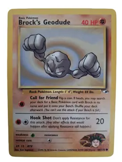 Brock’s Geodude 66/132 Gym Challenge Pokemon Card Vintage WOTC Common NM - Image 1