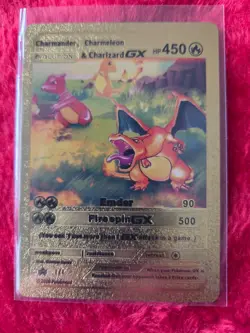Pokemon Charmander to Charizard Evolutions GOLD Foil Fan Art Collector Card - Image 1