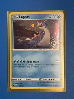 Lapras 048/202 Holo Snowflake Stamp Holiday Calendar Pokemon TCG + Card Saver - Image 1
