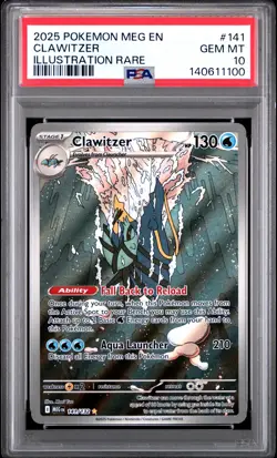2025 POKEMON MEG EN-MEGA EVOLUTION #141 CLAWITZER PSA 10 - Image 1