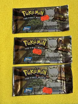 1 X Pokemon Topps The First Movie Sealed Unopened Booster Pack Blue Logo - Image 1