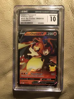 2021 TCG Pokemon Lance's Charizard V SWSH133 Black Star Promo CGC GEM MINT 10 - Image 1