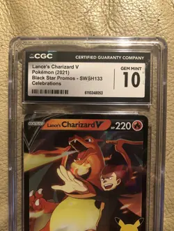 2021 TCG Pokemon Lance's Charizard V SWSH133 Black Star Promo CGC GEM MINT 10 - Image 2