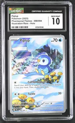 Piplup 098/094 CGC 10 - 2025 Pokemon Phantasmal Flames Illustration Rare - Image 1