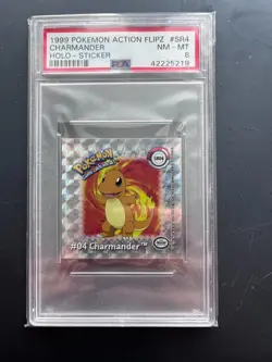 CHARMANDER 1999 Pokemon Action Flipz Holo Sticker SR4 PSA 8 - Image 1