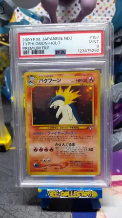 pokemon tcg 2000 Holographic Typhlosion No. 157 Neo File Japanese PSA 9 MINT - Image 1