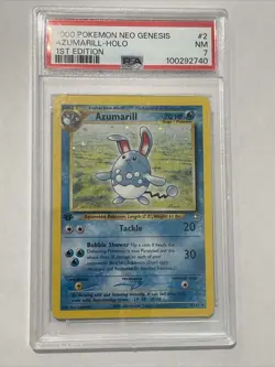 Pokemon Card Neo Genesis 2000 Azumarill Holo 2/111 PSA Graded 7 Near Mint TCG - Image 1