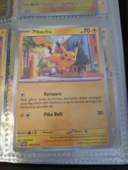 Pikachu INDONESIA 148/SV-P Good Day Promo Stamped Pokemon TCG US SELLER - Image 1