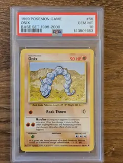 1999-2000 Pokemon Base Unlimited PSA 10 Onix #56 4TH UK PRINT FRESH CASE GRADE - Image 1