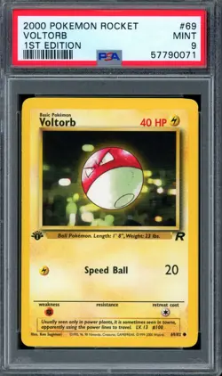 PSA 9 Pokemon 2000 1st Edition Team Rocket Voltorb #69 - Image 1