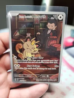 Team Rockets Meowth 203/182 IR Destined Rivals Alt Art 2025 Pokemon - Image 1