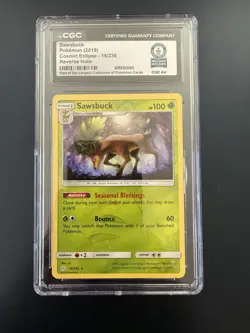 Guinness World Record Pokemon Sawsbuck Cosmic Eclipse Reverse Holo CGC 16/236 - Image 1