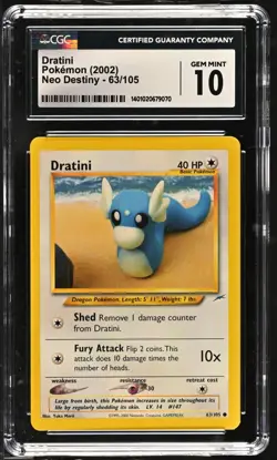 Dratini Neo Destiny 63/105 English Pokemon CGC 10 GEM Mint - Image 1