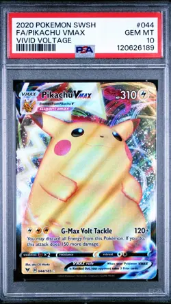 PSA 10 Pikachu VMAX 044/185 SWSH: Vivid Voltage 2020 Pokemon - Image 1