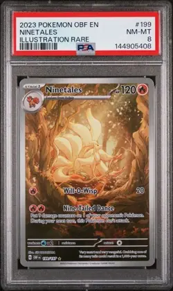 2023 Pokemon Obsidian Flames Ninetales 199 Illustration Rare PSA 8 NM-MT - Image 1
