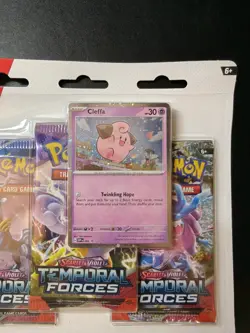 Pokemon TCG Scarlet & Violet Temporal Forces 3 Pack Triple Blister Cleffa Sealed - Image 4