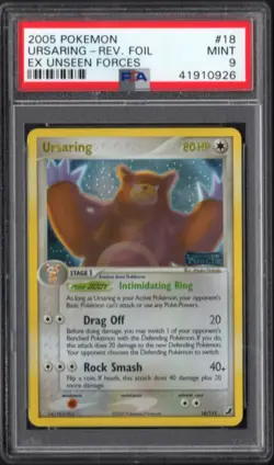 2005 POKEMON EX UNSEEN FORCES #18 URSARING-REVERSE FOIL PSA 9 - Image 1